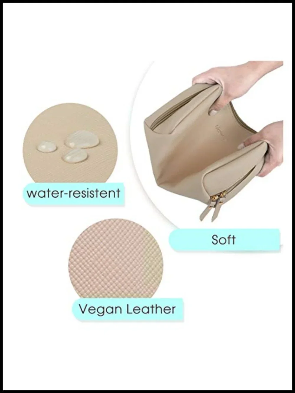 PU Leather Makeup Bag Travel Cosmetic Case with Organizer Pockets